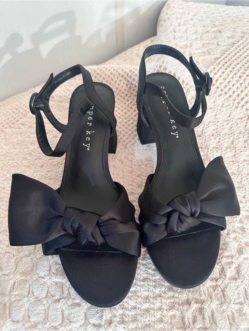 Copper Key Black Bow Sandals